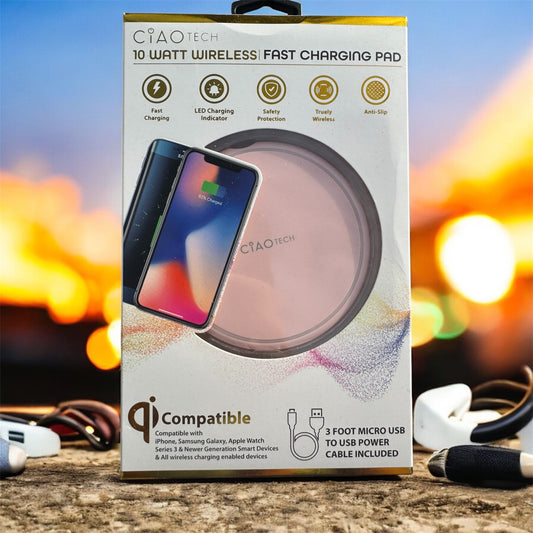 Ciao Tech 10 Watt Wireless Charging Pad in Light Pink