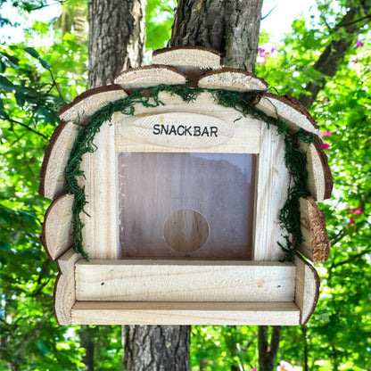 6" x 9" Log Cabin Bird Feeder With Plastic Window