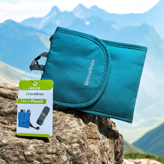 Travelines Teal Travel Neck Pouch Clip Strip