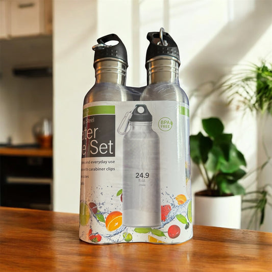 2-Pack 24 Oz. Stainless Steel Sports Bottle Set