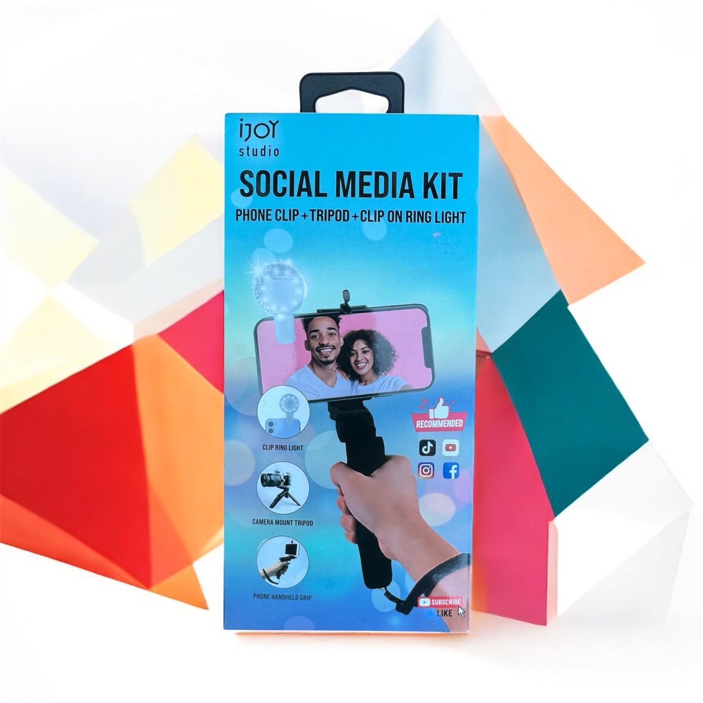 iJOY Studio Social Media Kit with Hand Grip Stabilizer, Tripod & Ring Light