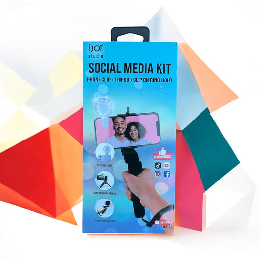 iJOY Studio Social Media Kit with Hand Grip Stabilizer, Tripod & Ring Light