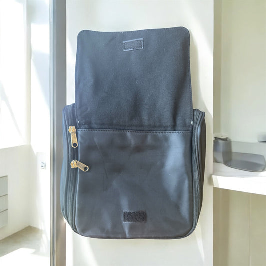 Hanging Overnight Black & White Toiletry Travel Bag