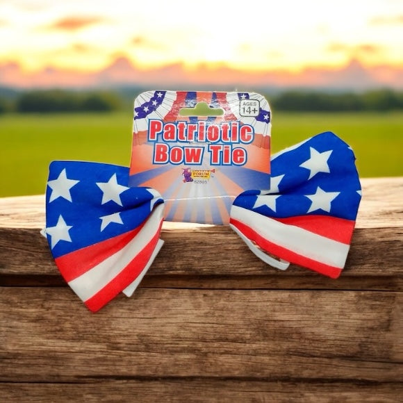 Patriotic Bowtie With Stretch Neck Strap