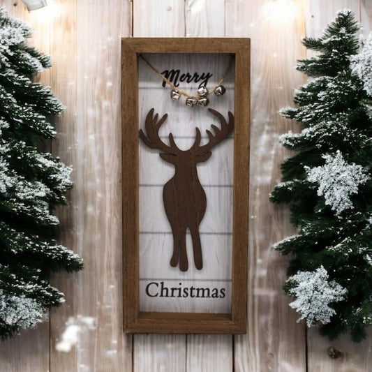 Merry Christmas Reindeer Shadow Box Wall Decor