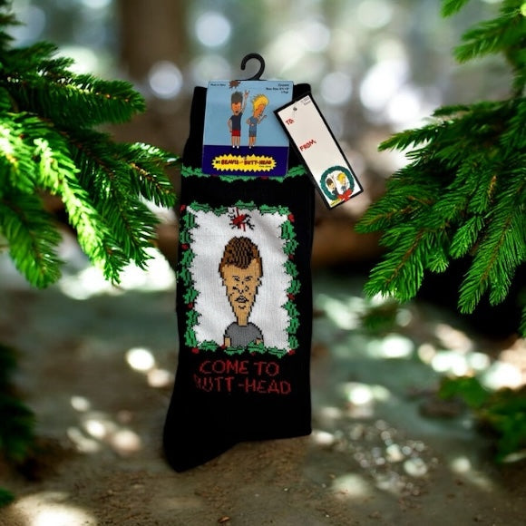 1 Pack Bevis & Butt-Head Christmas Mens Crew Socks Size 10-13