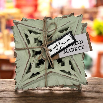 Artisan Market 4-Piece Sage Wood Coaster Set