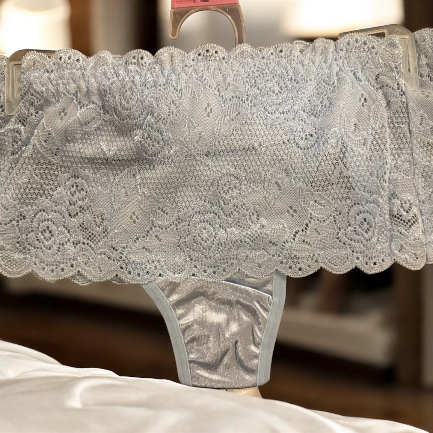 Light Blue Stretch Lace Underwear Thong Size 5