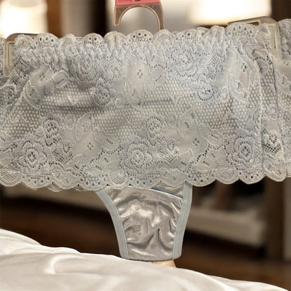 Light Blue Stretch Lace Underwear Thong Size 5