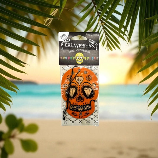 Calaveritas Sugar Skull Air Freshener in Pina Colada Scent