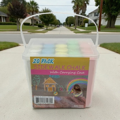 20-Piece Colorful Sidewalk Chalk With Carrying Case