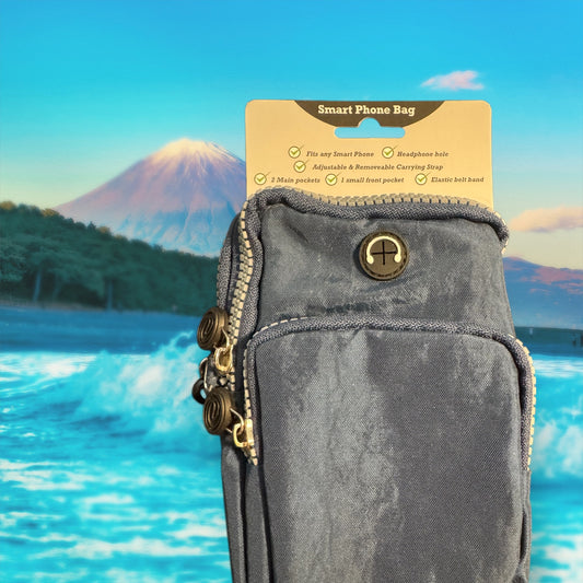 Triple-Pocket Crossbody Cell Phone Holder With Adjustable Carrying Strap