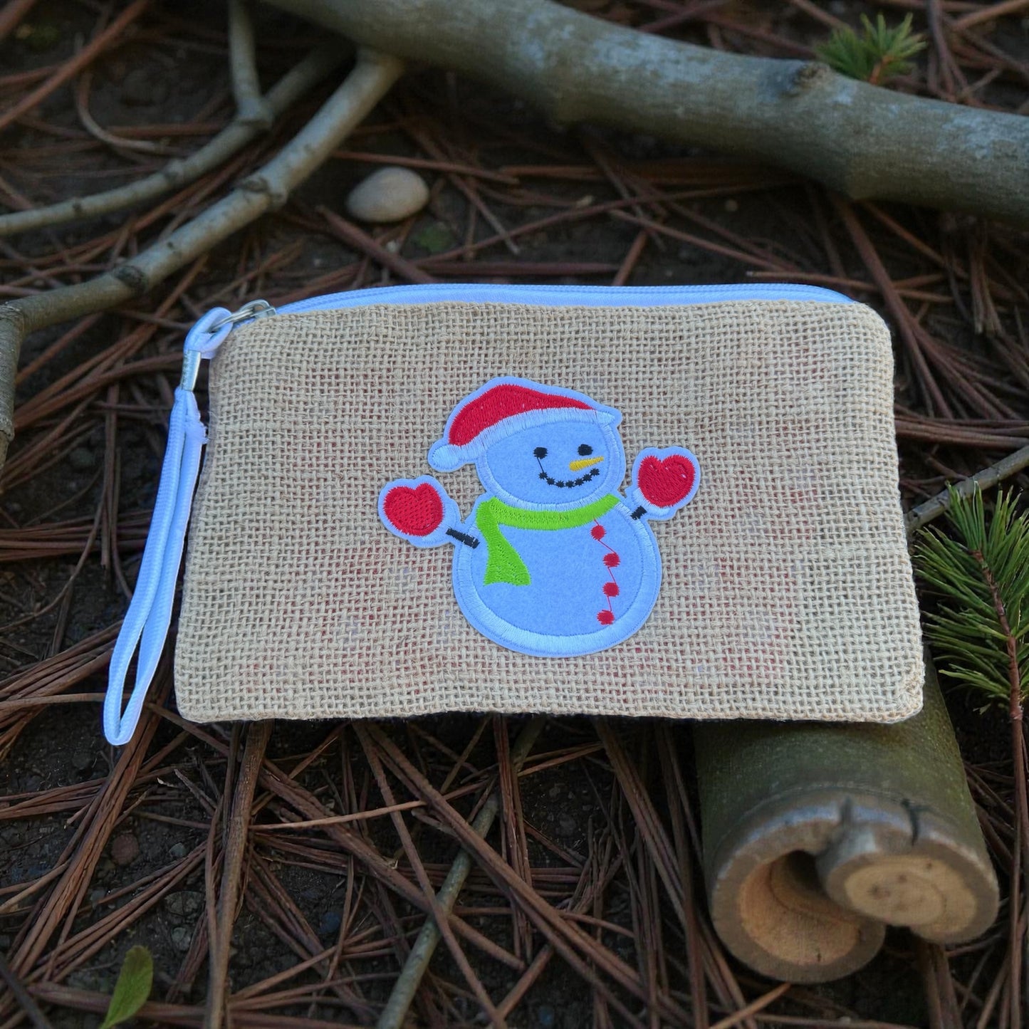 Burlap Christmas Clutch And Cell Phone Holder