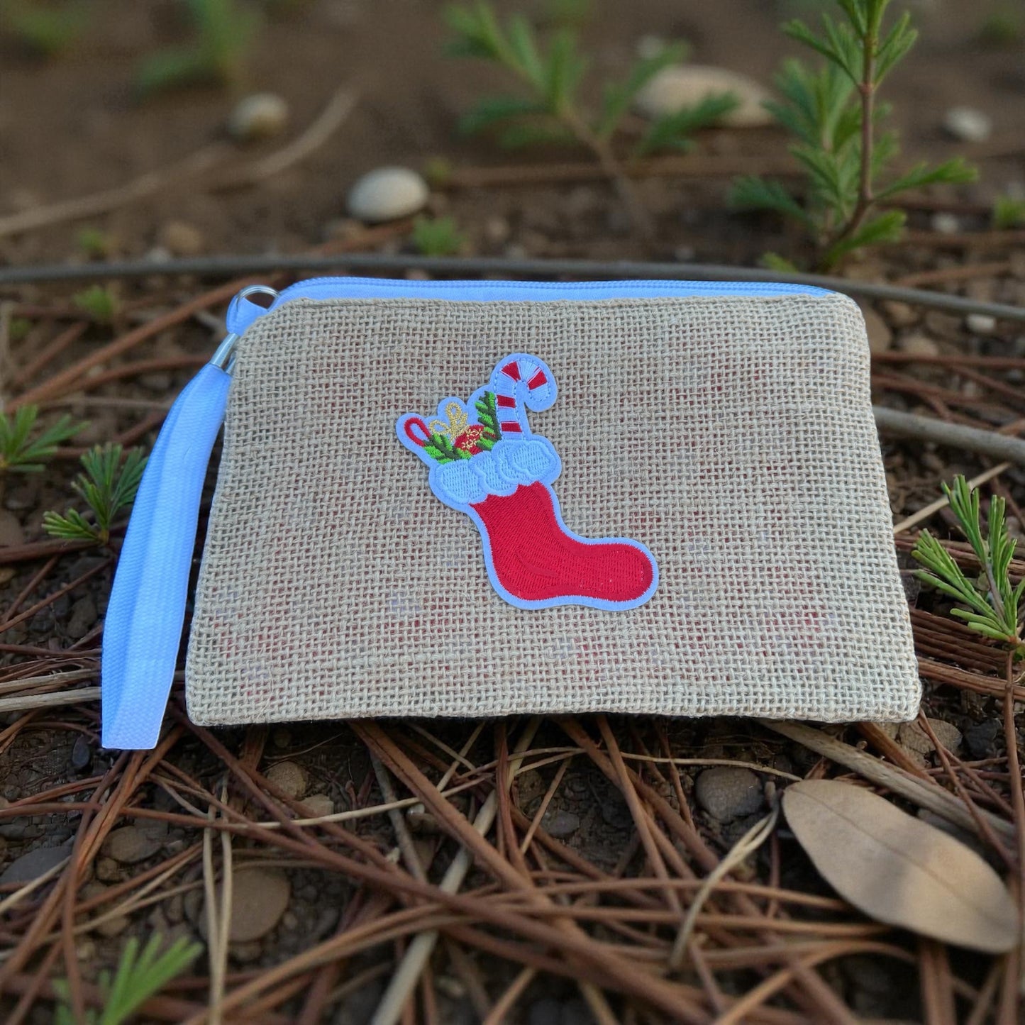 Burlap Christmas Clutch And Cell Phone Holder