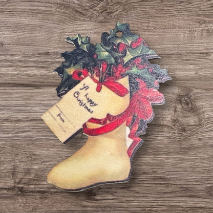 Assorted Christmas Memories Thin Wood Ornaments With String Group 1