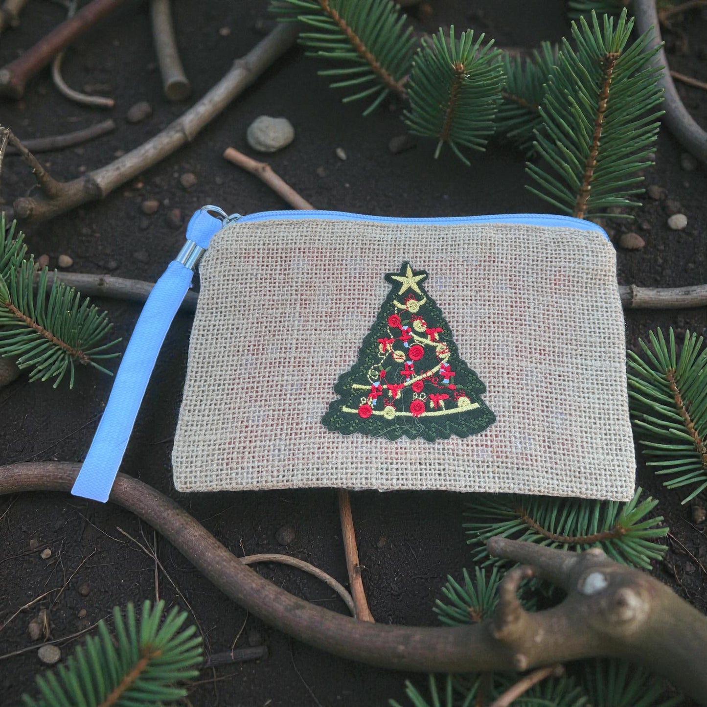 Burlap Christmas Clutch And Cell Phone Holder