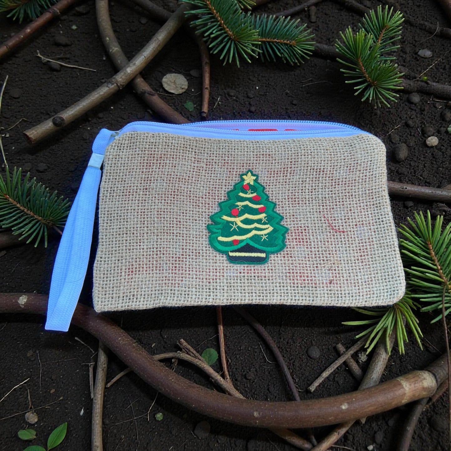 Burlap Christmas Clutch And Cell Phone Holder