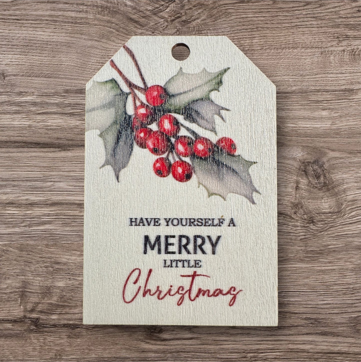 Assorted Holiday Sayings On Wood Christmas Ornaments With String Group 2