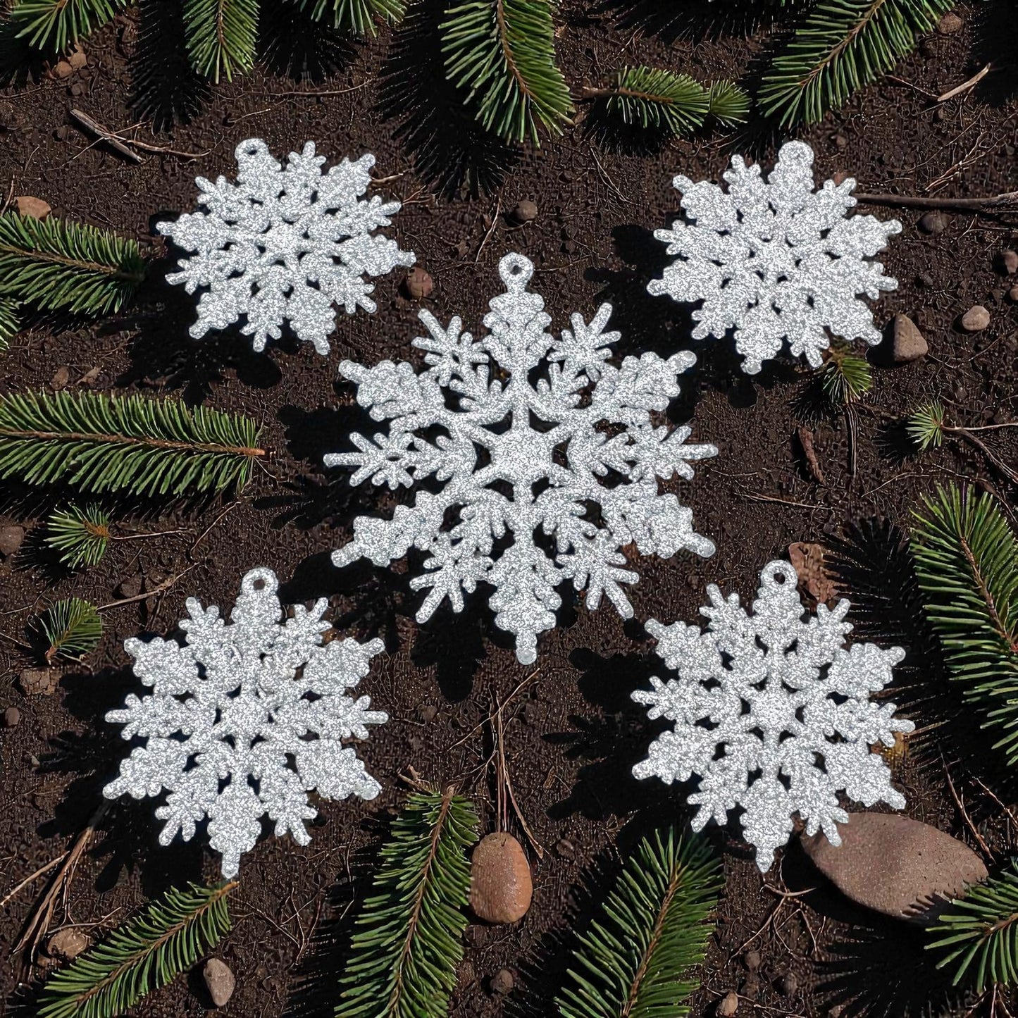 Christmas Tree Decoration Hanging Glitter Snowflake Ornaments Option 1