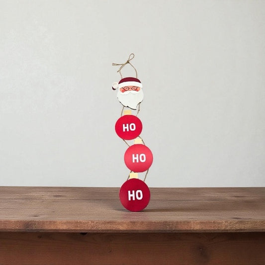 Santa and Ho Ho Ho Sphere Ornaments with Twine Christmas Vertical Wall Decoration