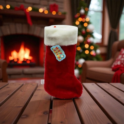 14" Fuzzy Christmas Santa Stocking